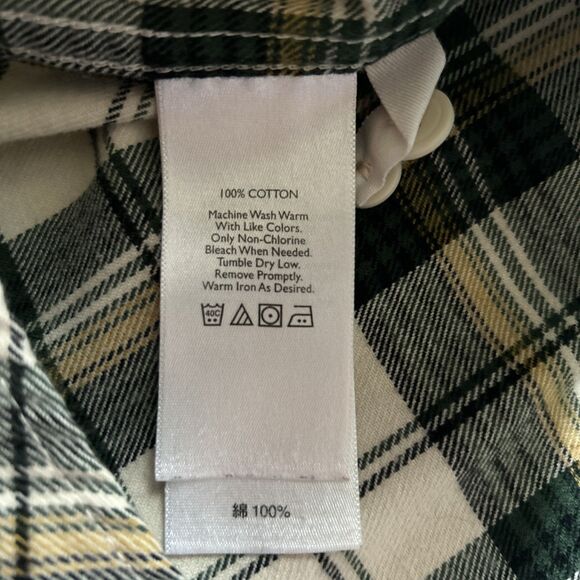 Eddie Bauer Relaxed Fit Men’s XL Green Plaid Flannel Button Down Shirt EUC - Picture 5 of 6